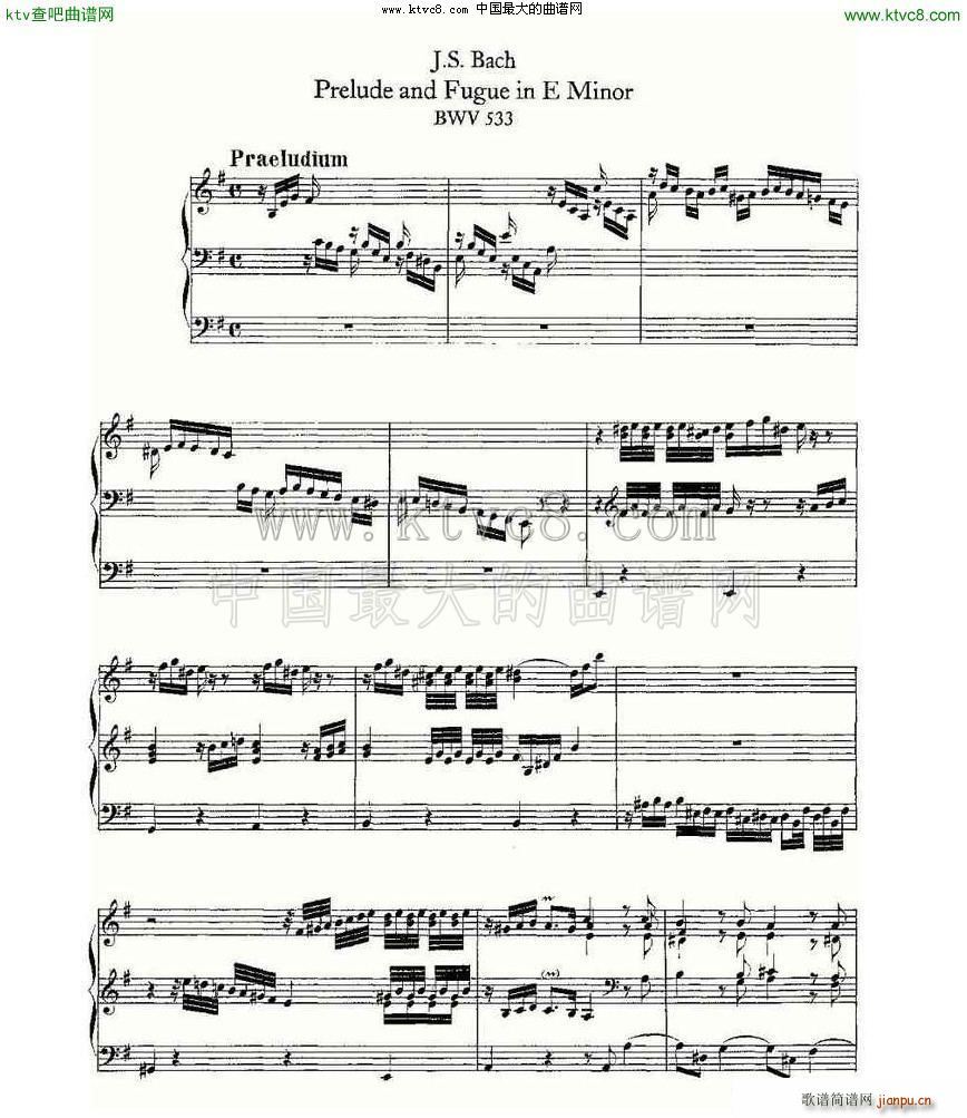 Prelude and Fugue in E Minor BWV 533 LV(ʮּ)1