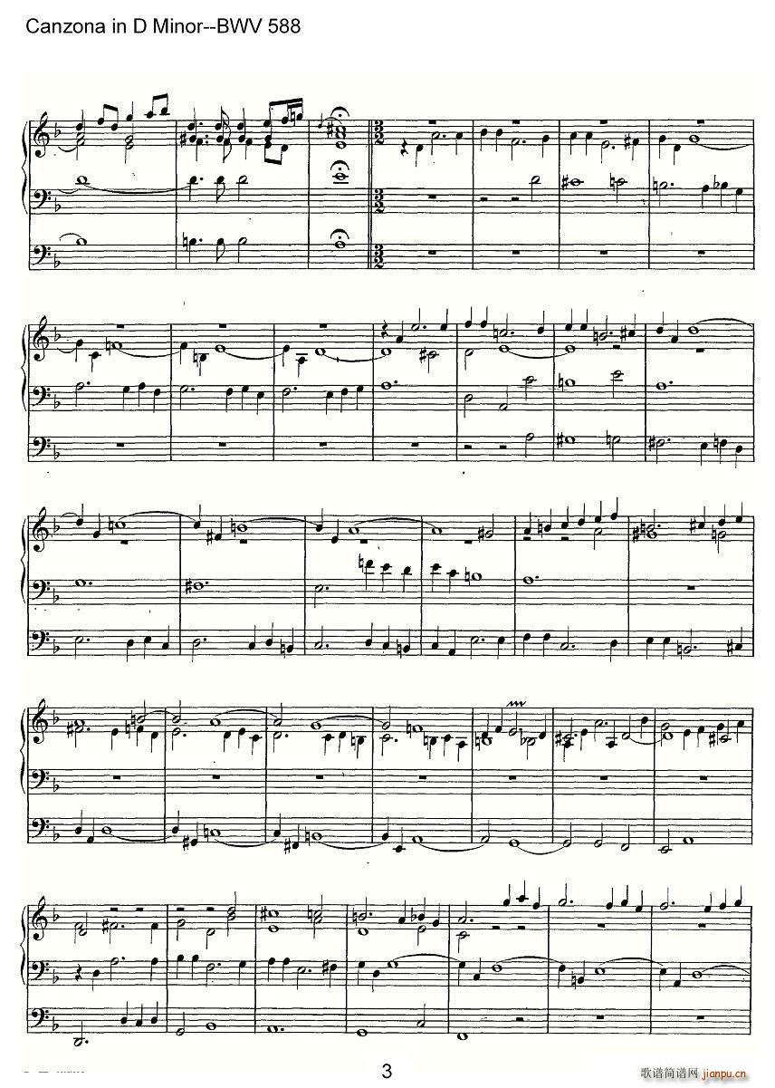 Canzona in D Minor BWV 588 LV(ʮּ)3