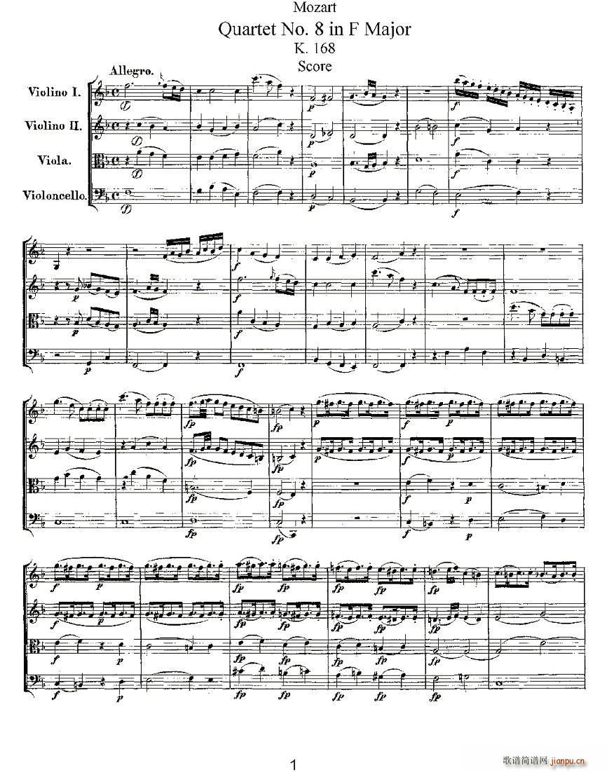 Quartet No 8 in F Major K 168 F{(dio)ڰҘ(V)1