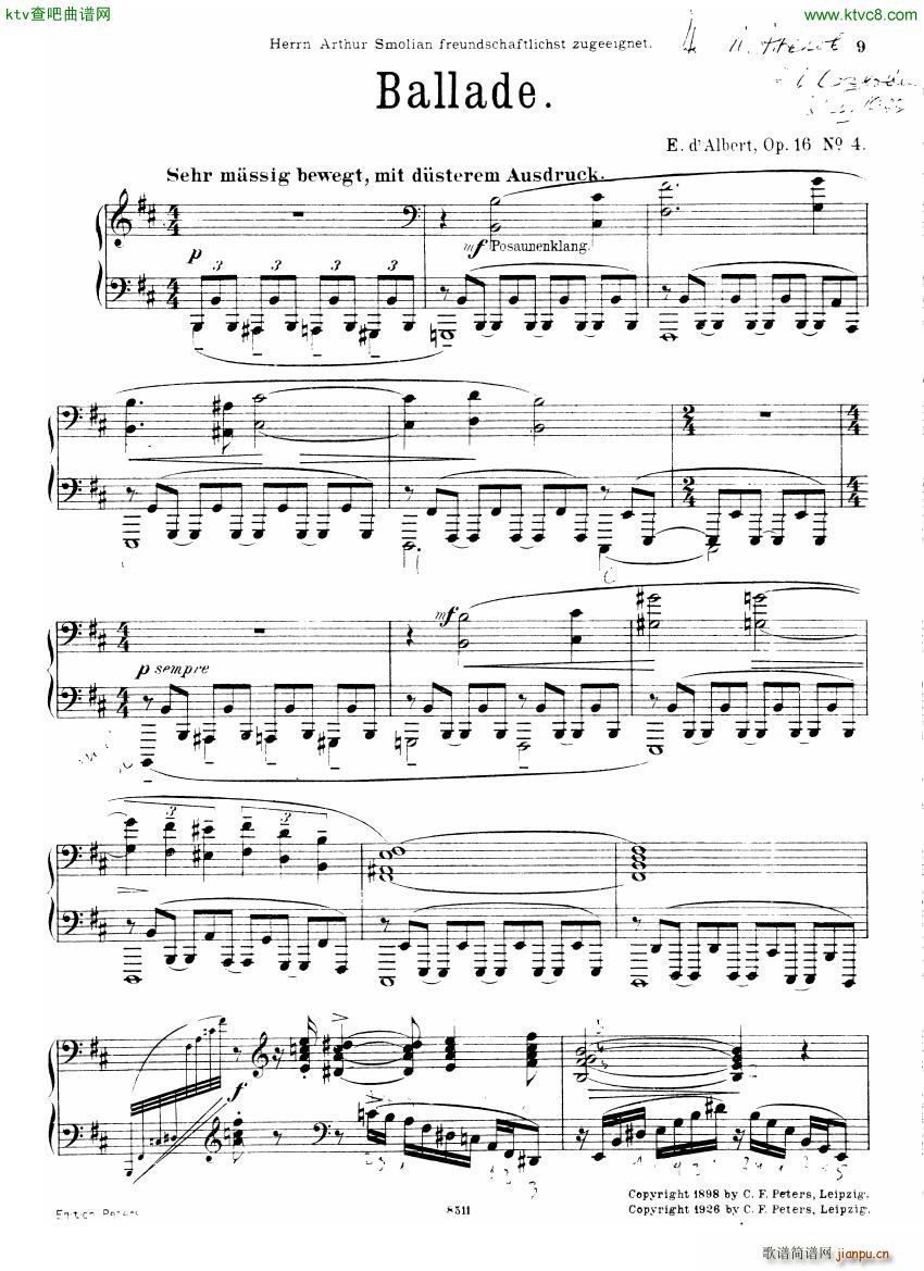 D Albert op 16 no 4 Ballade(V)1