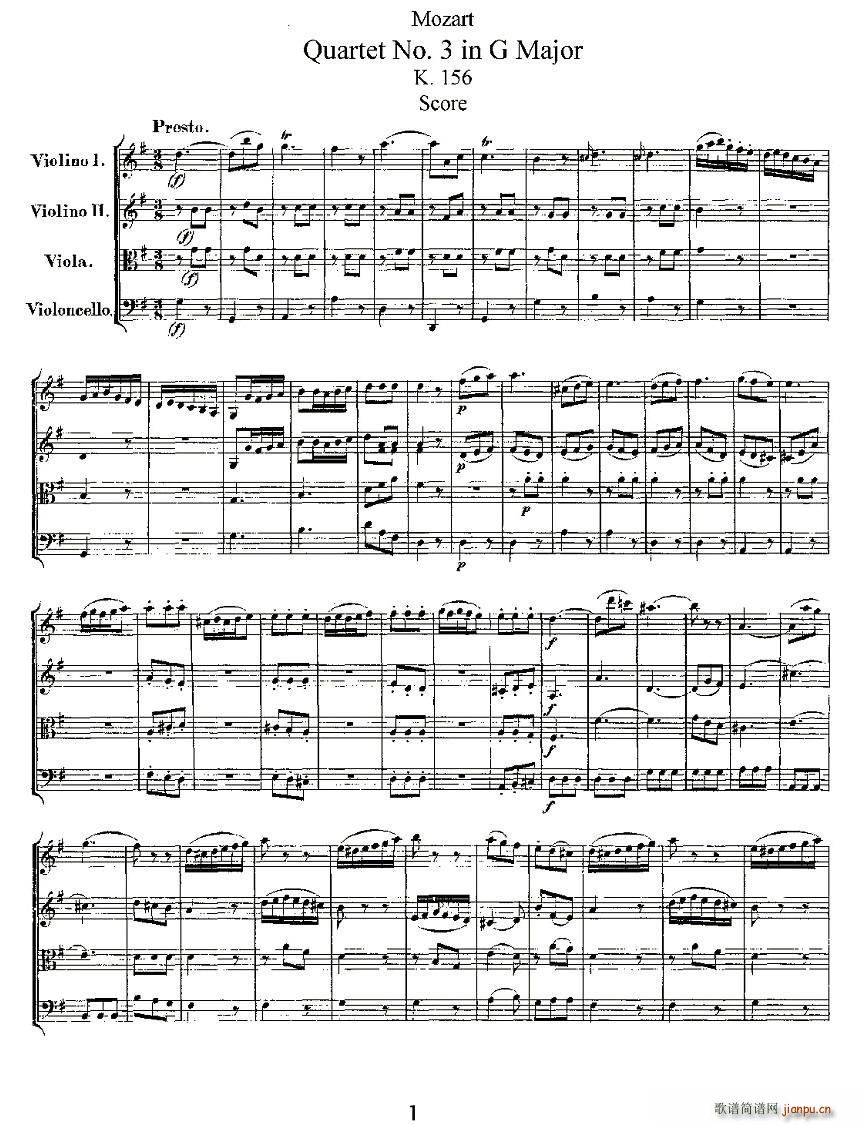 Quartet No 3 in G Major K 156 G{(dio)Ҙ(l)(V)1