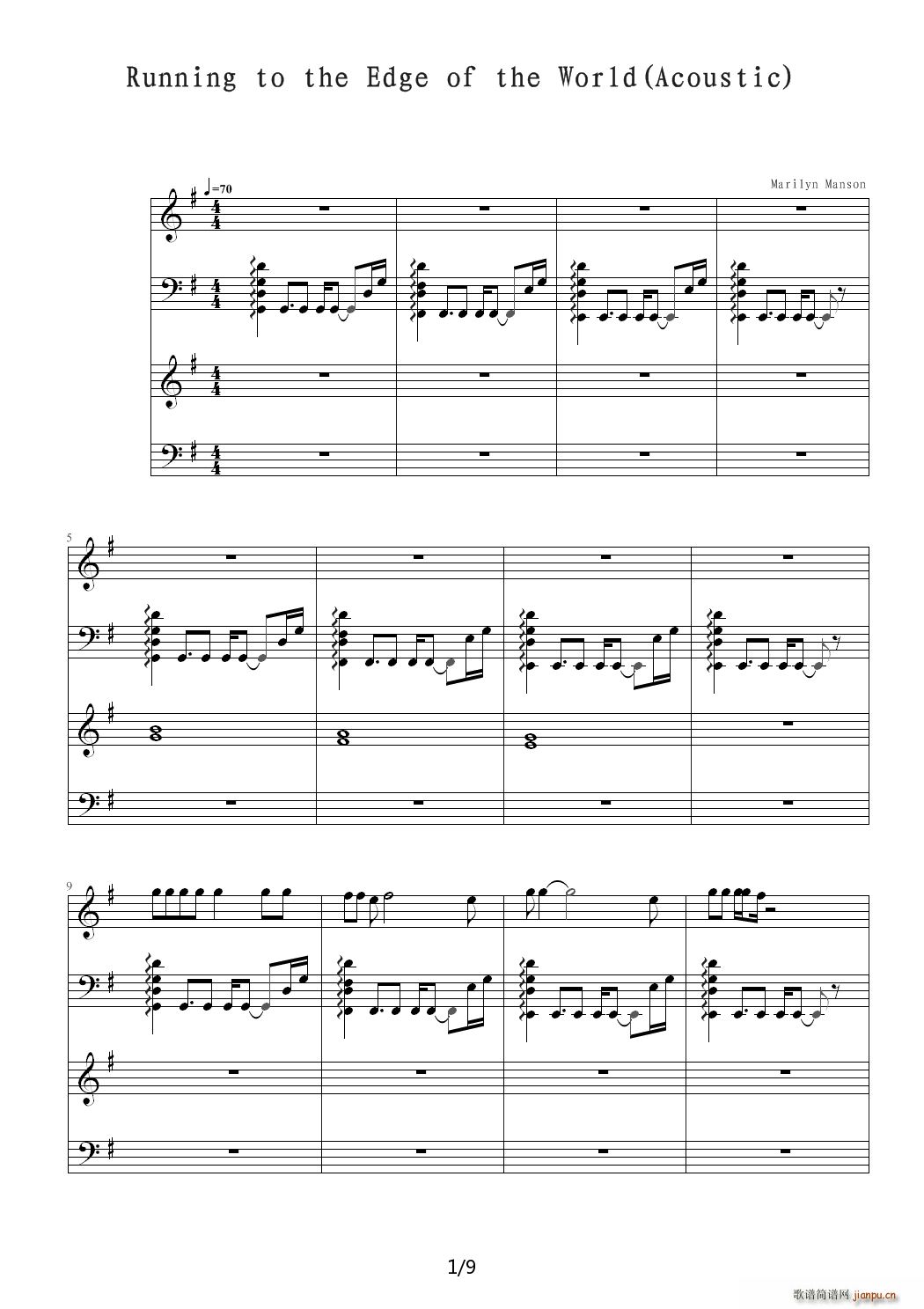 running to the edge of the world acoustic G{(dio)(V)1