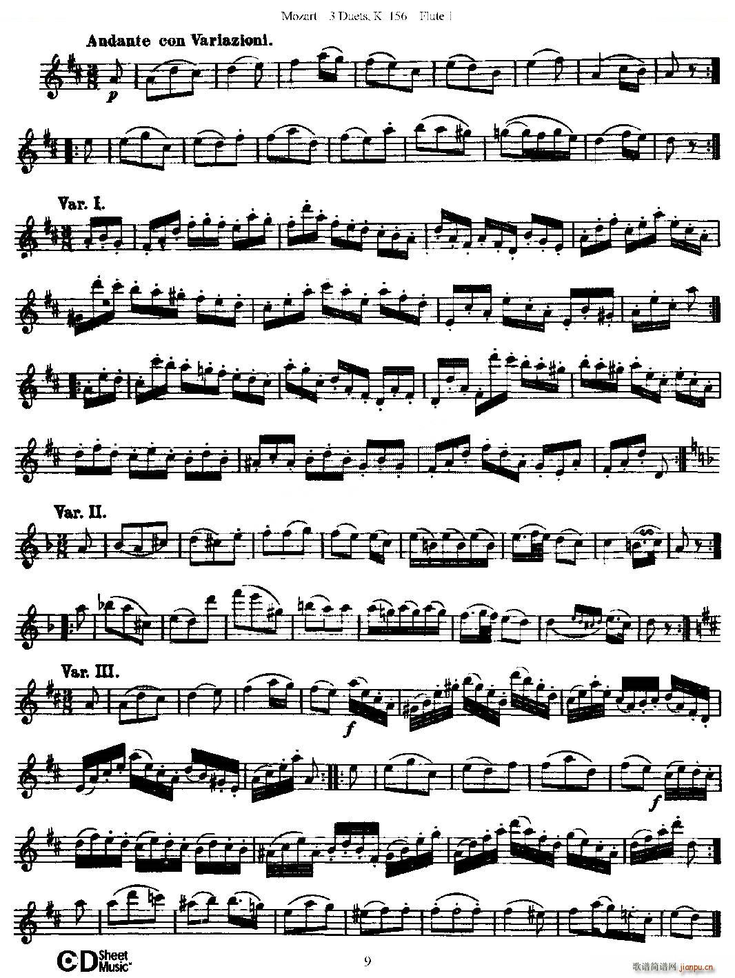 3 Duets K 156 ֮һL  K156̖ ~(ѺV)9