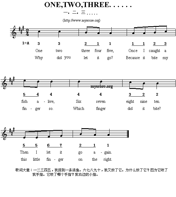 Ӣă裺ONETWOTHREE.....()1