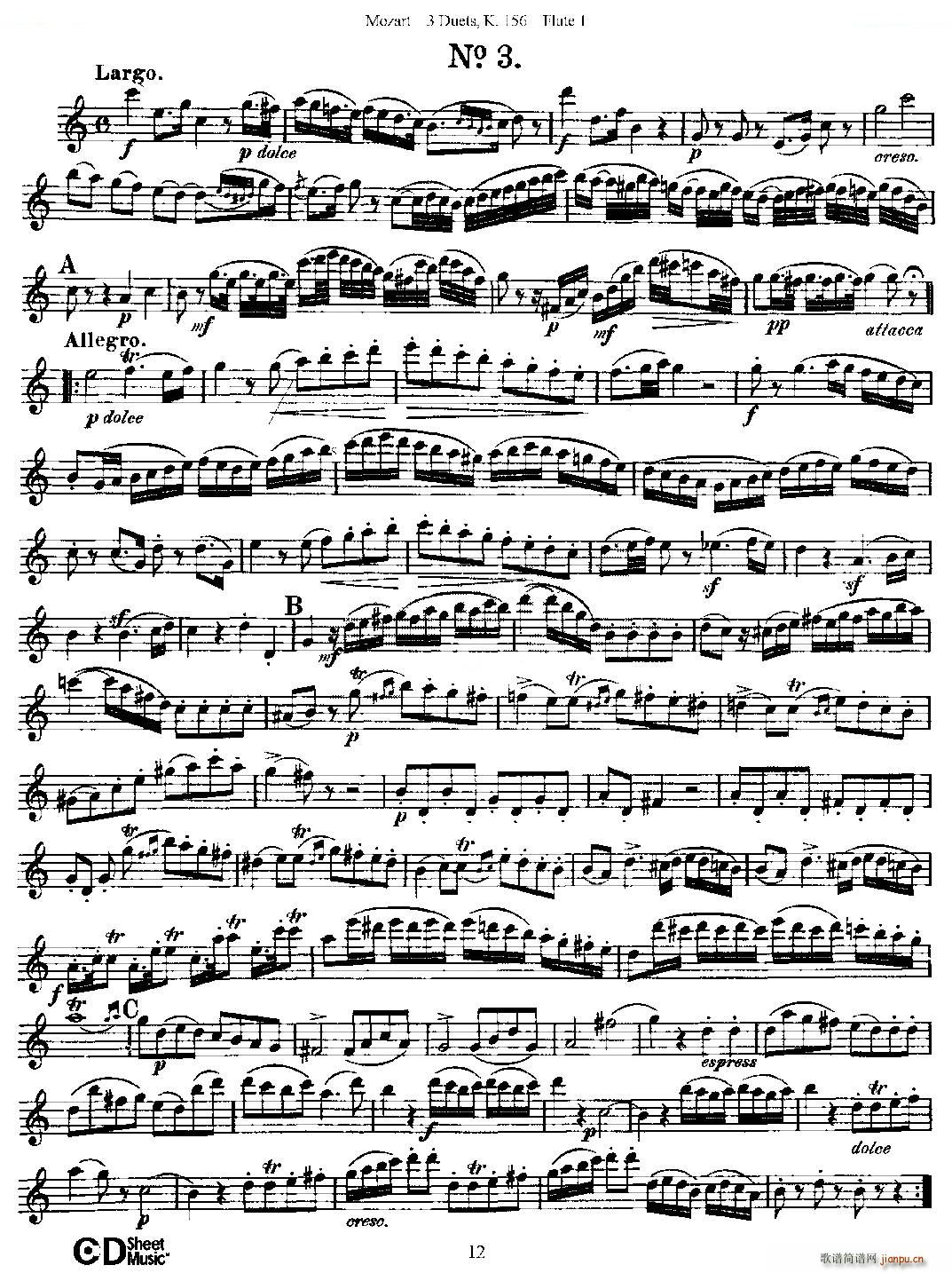 3 Duets K 156 ֮һL  K156̖ ~(ѺV)12
