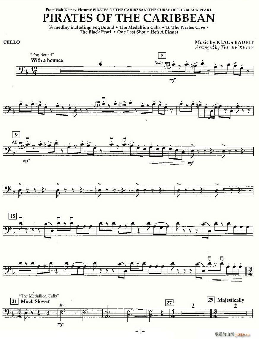 pirates of the carribean cello(V)1