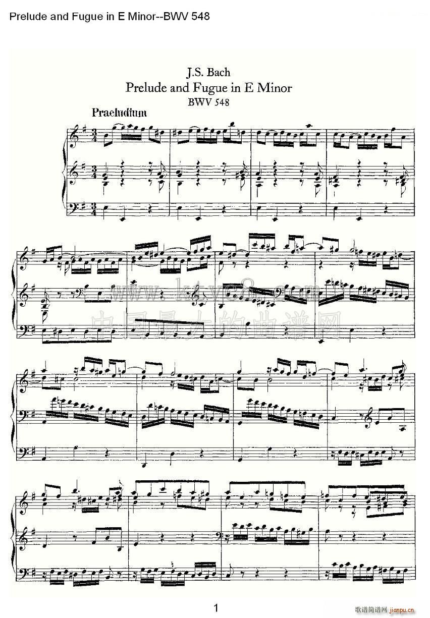 Prelude and Fugue in E Minor BWV 548 LV(ʮּ)1