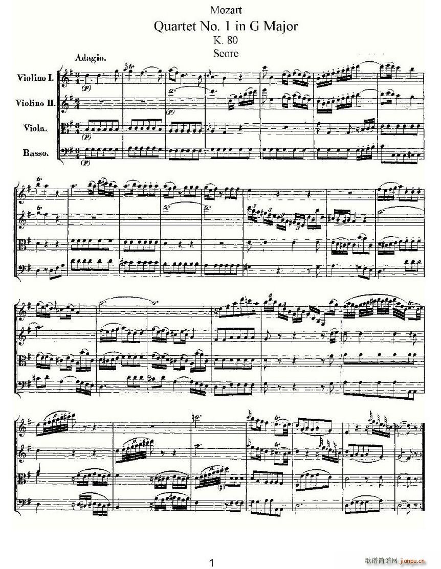 Quartet No 1 in G Major K 80 G{(dio)һҘ(V)1