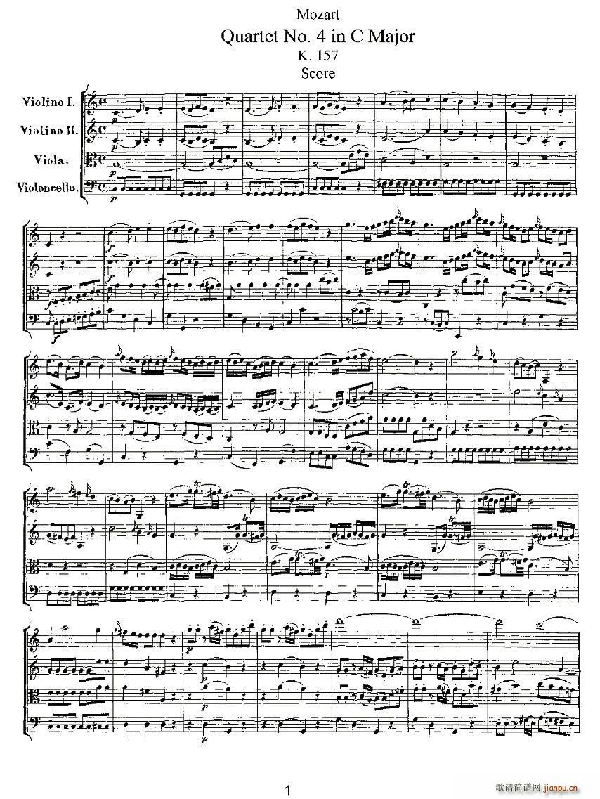 Quartet No 4 in C Major K 157 C{(dio)Ҙ(l)(V)1