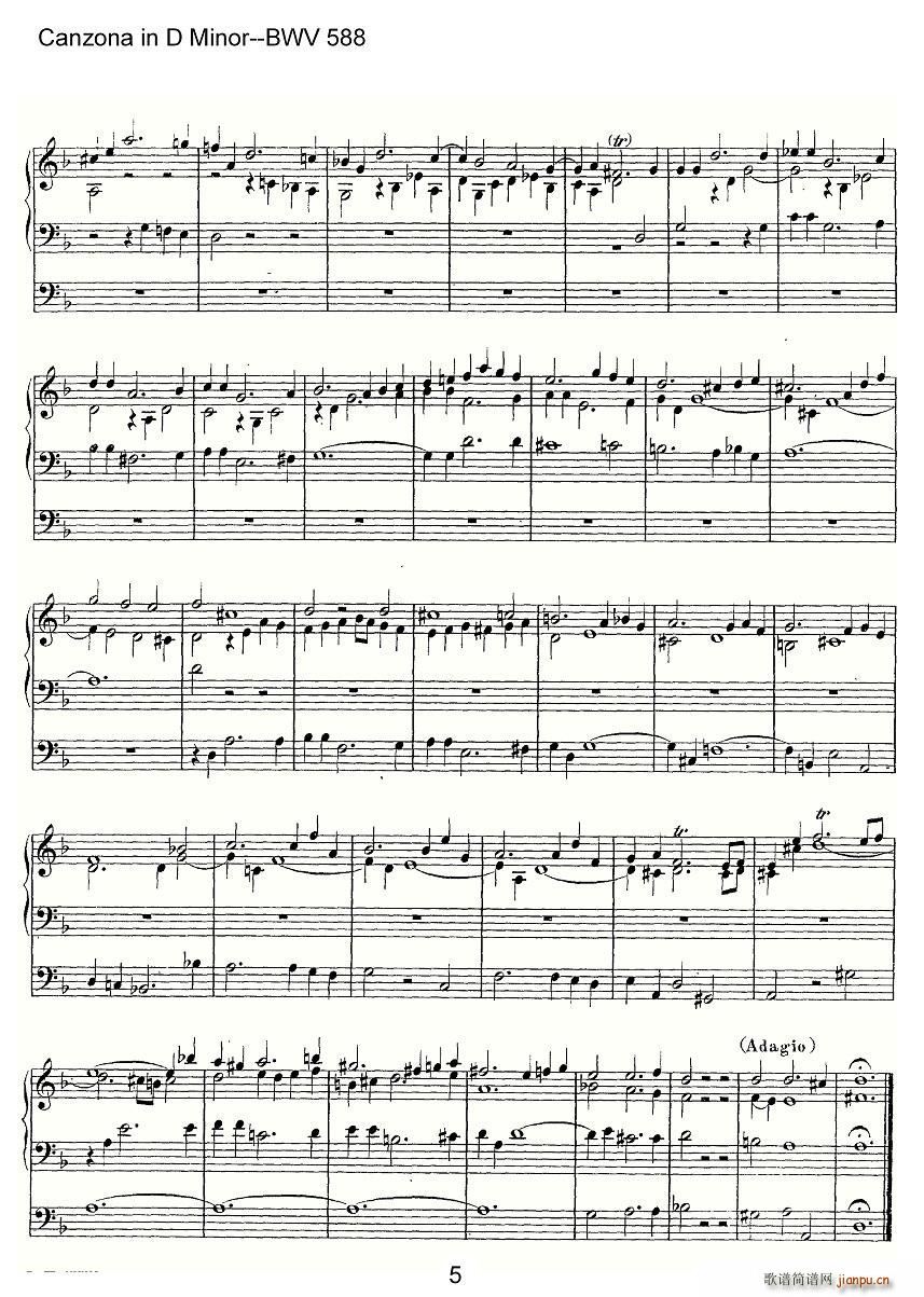 Canzona in D Minor BWV 588 LV(ʮּ)5