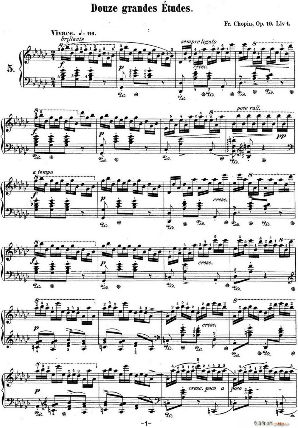 Ф(x)5 Op 10 No 5 I G{(dio) Gb major Black Key(V)1